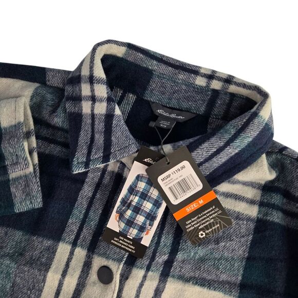 Eddie Bauer 286485 Womens‎ Medium Greenwood Plaid Boyfriend Pocket Shirt Jacket - Picture 1 of 7